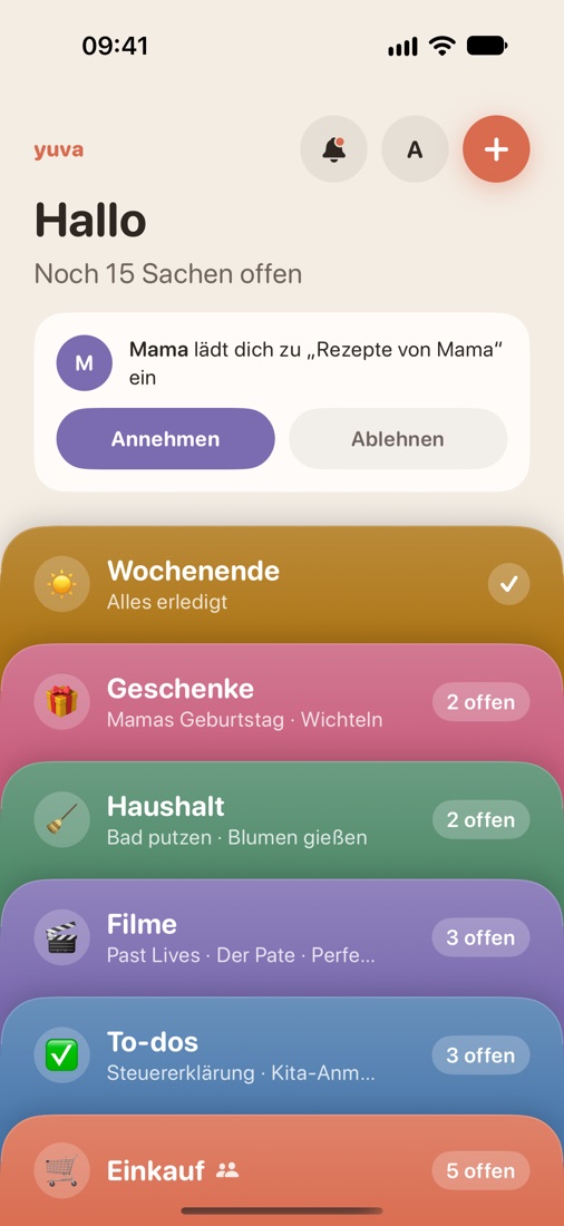 Yuva: deine Listen als Kartenstapel
